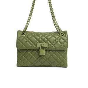 Kurt Geiger Olive Green Quilted Crossbody Bag